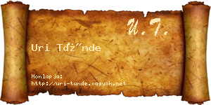 Uri Tünde névjegykártya